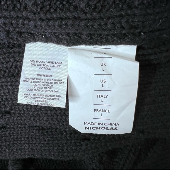 Nicholas Black Cardigan Pom Pom Sweater Size Large - Picture 10 of 11
